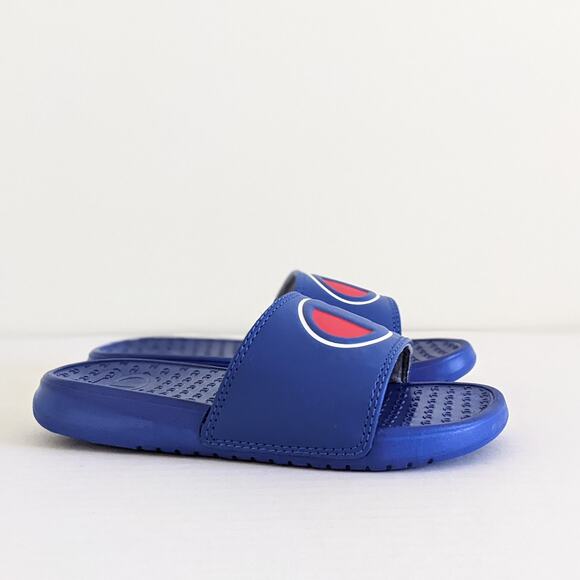 Champion Size 11 Super Slide Solid Kids' Slide Sandals Blue White Pool Slides - Picture 1 of 8